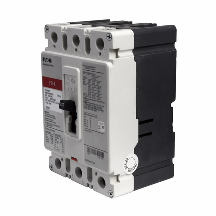 Eaton Series C complete molded case circuit breaker, F-frame, FD, Complete breaker, Fixed thermal, Fixed magnetic trip type, Three-pole, 225 A, 600 Vac, 250 Vdc, 65 kAIC at 240 Vac, 35 kAIC at 480 Vac