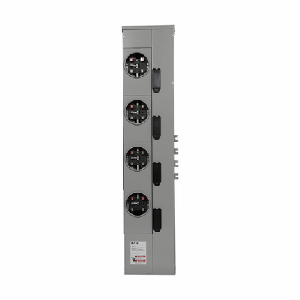 Eaton's Three-Phase Residential Meter Stack Module, Group Metering Type, 200A Copper Bus 800 Ampere, No bypass, Outdoor, Five-jaws, 4 Sockets, Three-phase in, single-phase out, Ring Security, 120/208V