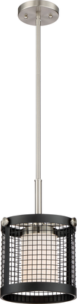 Pratt - 1 Light Mini Pendant with White Glass - Black Finish with Brushed Nickel Accents