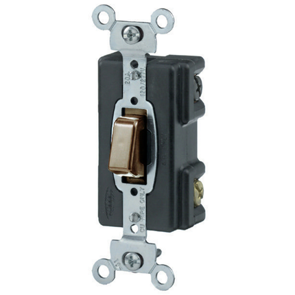 Switches and Lighting Controls, Industrial Grade, PresSwitch, General Purpose AC, Four Way, 20A 120/277V AC, Screw Terminals, Brown