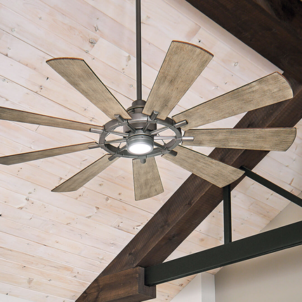 Gentry LED 65" 9 Blade Fan in Anvil Iron