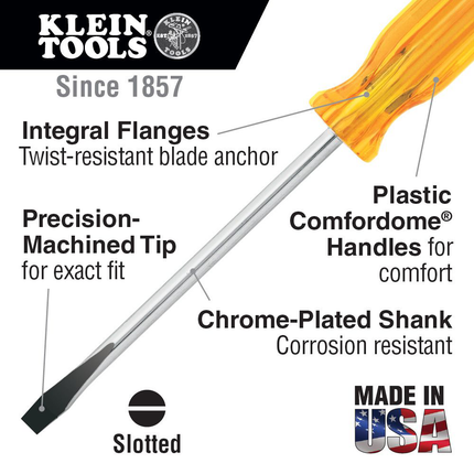 3/16-Inch Cabinet Tip Screwdriver 10-Inch Shank