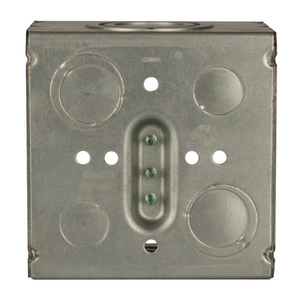 4-11/16 in. Square Box, Large Capacity, Welded, 3-1/4 in. Deep, (2) 1/2 in. KO, (4) 1/2 - 3/4 in. TKO, (2) 3/4 - 1 in. TKO, (2) 1 - 1-1/4 in. TKO, (2) 1, 1-1/4, 1-1/2, 2 in. KO