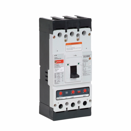 Eaton Series C complete molded case circuit breaker, K-frame, KDB, Molded case switch, Fixed thermal, fixed magnetic trip, Three-pole, 400A, 600 Vac, 250 Vdc, 65 kAIC at 240 Vac, 35 kAIC at 480 Vac, TA350K load, 5/16 Switching neutral line