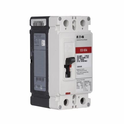 Eaton Series C complete molded case circuit breaker, Series C, F-frame molded case circuit breaker, 200 A, Two-pole, Line and load terminals, Fixed thermal magnetic trip, ED breaker, 65 kAIC at 240 Vac