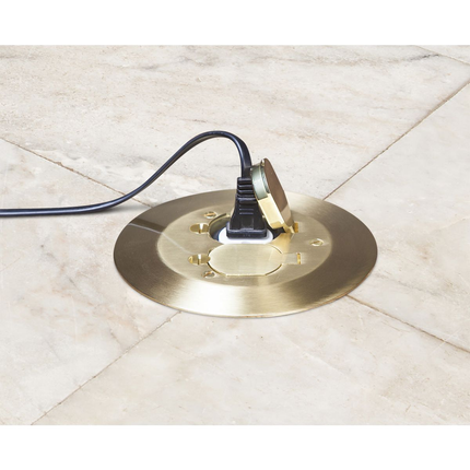 Round Floor Box Cover Kit with two Lift Lids - For Use with 5511 Floor Box - Solid Brass
