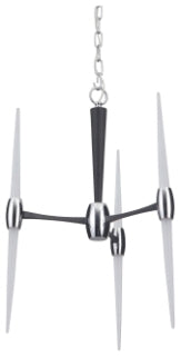 CRAFTMADE 42623-FBCH-LED SPIRE 3 ARM LED CHANDELIER IN FLAT BLACK/CHROME