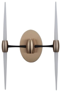 CRAFTMADE 42662-FBSB-LED SPIRE 2 ARM LED WALL SCONCE IN FLAT BLACK/SATIN BRASS