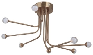 CRAFTMADE 43088-SB-LED SOLIS 8 ARM LED FLUSHMOUNT IN SATIN BRASS
