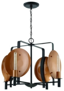 CRAFTMADE 46524-MBKSCP CANDELA 4 LIGHT CHANDELIER IN MATTE BLACK/SATIN COPPER