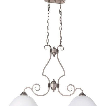CRAFTMADE 7136BNK2-WG CECILIA 2 LIGHT ISLAND IN BRUSHED POLISHED NICKEL WITH WHITE GLASS