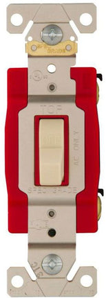 Eaton Arrow Hart industrial grade toggle switch, #14-10 AWG, 20A, Industrial, Flush, 120/277V, Back and side, Screw, Ivory, Single-Pole, Single-Pole, Brass, Polycarbonate