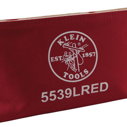 KLEIN 5539LRED ZIPPER BAG LARGE CANVAS TOOL POUCH 18-INCH RED