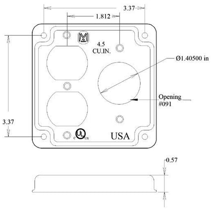 MULBERRY 11415 4-IN DPLX/SGL RCPT COVER