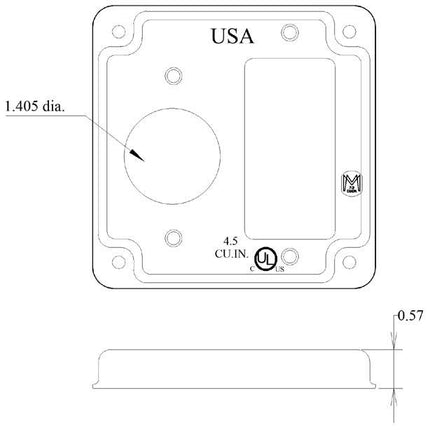 MULBERRY 11442 4-IN. SQ. SING. RECEPT./GFI