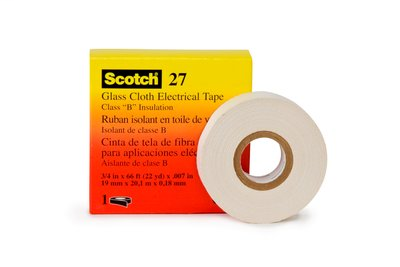 3M Glass Cloth Electrical Tape, White, Rubber Thermosetting Adhesive, 3/4 in x 66 ft