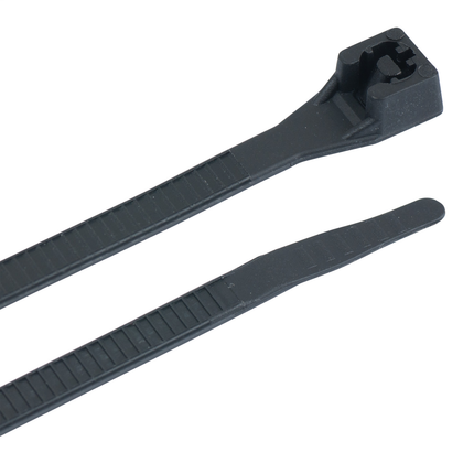 DoubleLock Heavy-Duty Cable Tie, Nylon 6/6, 12" Length, 3" Max Bundle Dia, Ultraviolet Black, 120 lb Tensile Strength, (100/Bag)