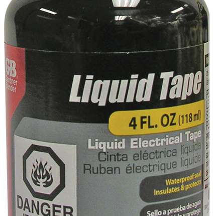 Liquid Electrical Tape, Waterproof Seal, All Indoor/Outdoor Uses, Includes Brush, Black, 4oz, 1/Jar