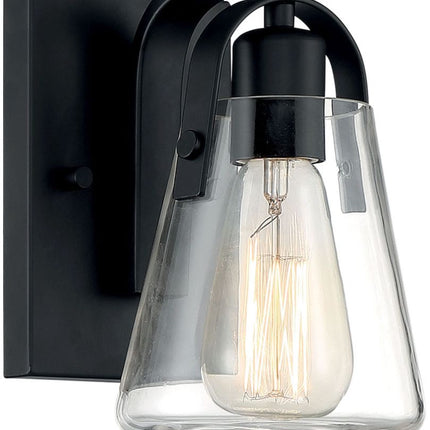 NUVO 60-7101 NUVO LIGHTING 60-7101 TRANSITIONAL ONE LIGHT VANITY FROM THEIR SKYBRIDGE COLLECTION BLACK FINISH