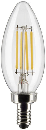 SATCO S21265 4 WATT B11 LED; CLEAR; CANDELABRA BASE; 90 CRI; 3000K; 120 VOLT