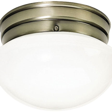 NUVO SF77/921 TRANSITIONAL ONE LIGHT FLUSH MOUNT IN ANTIQUE BRASS FINISH