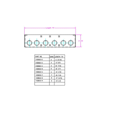 VICTOR SPECIALTIES VGB212-2 2 GANG BOX 2-1/2 D 1/2 & 3/4 CONC. K/O