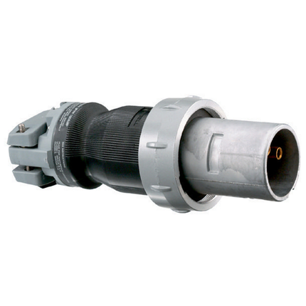 Heavy Duty Products, Insulgrip Pin and Sleeve Devices, Industrial Grade, Male, Plug, 100A 600V AC, 3-Pole 4- Wire Grounding Style 2, Terminal Screws, Gray and Black