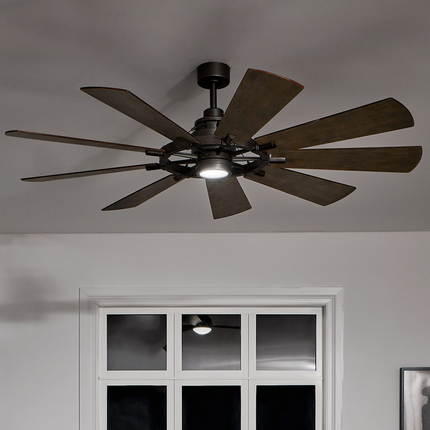 Gentry LED 65" 9 Blade Fan in Anvil Iron