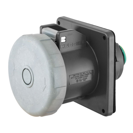 Heavy Duty Products, IEC Pin and Sleeve Devices, Industrial Grade, Female, Receptacle, 60A 3-Phase Delta 600V AC, 3-Pole 4-Wire Grounding, Terminal Screws, Black, Watertight