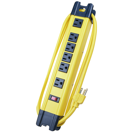 Surge Protective Devices, SPIKESHIELD TVSS Plug Strips, 15A 125V, 6 Outlet, 350 Joules, 6' Cord, Yellow