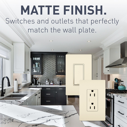 radiant® Combination Single Pole Switch and Tamper-Reistant 15A Duplex Self-Test GFCI Receptacles with SafeLock® Protection, Light Almond