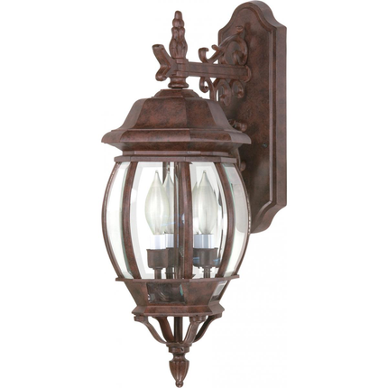 Central Park - 3 Light 22" Wall Lantern with Clear Beveled Glass - Old Bronze Finish