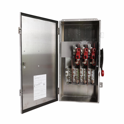 Eaton Heavy duty single-throw fused safety switch, Corrosion resistant, 200 A, NEMA 4X, Grade 316 stainless steel, Class H, Neutral, Three-pole, Four-wire, 240 V, Max Hp: 25, 60 hp (3PH @Std, TD), #6-300 kcmil Cu/Al