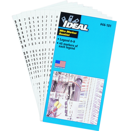 Wire Marker Booklet, Asst 0-9, 45 each