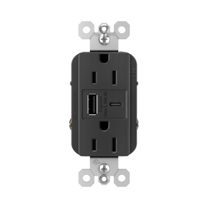 radiant® 15A Tamper-Resistant Ultra-Fast USB Type A/C Outlet, Black