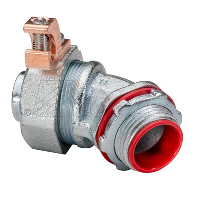 45° Liquidtight Connector with Copper Grounding Lug 1-1/4"