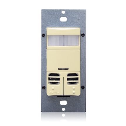 Dual relay multi-tech wall box occupancy sensor w/neutral wire lighting control, 120/208/220/230/240/277v; 50/60Hz, CEC Title 20/24 Compliant, 30s-30m Time Delay, Ambient Light Override, Self Adjusting, Field Configurable, NAFTA Compliant. Color: Ivory