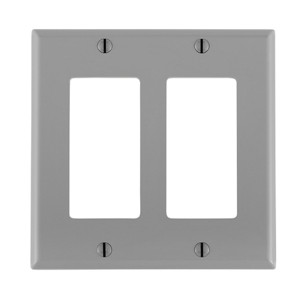 2-Gang Decora/GFCI Device Wallplate, Standard Size, Thermoplastic Nylon, Gray