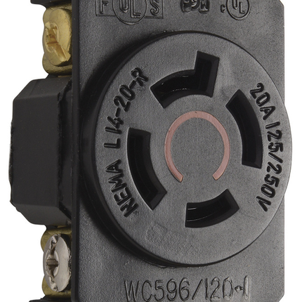 20A 125/250V NEMA L1420 Single Receptacle, 4-Wire, Black