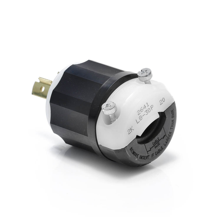 Locking Plug, 30 Amp, 480 Volt, Industrial Grade, Black & White