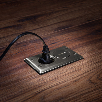 Rectangular, Metallic Floor Box Kit - Nickel Finish Cover Plate