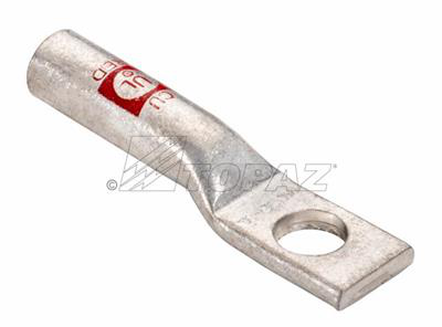 One Hole - Long Barrel Compression Lugs, 3/0 Wire, 3/8" Bolt Size, Orange Color Code