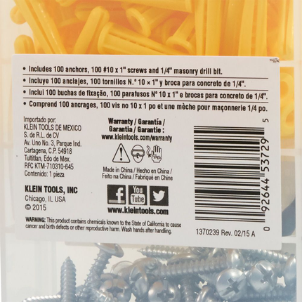 Conical Anchor Kit, 100 Anchors