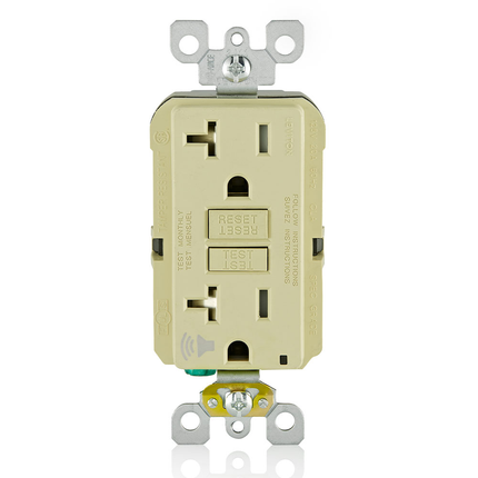 20 Amp, Self Test, Tamper-Resistant GFCI Outlet with Audible Alarm & LED Indicator Light
