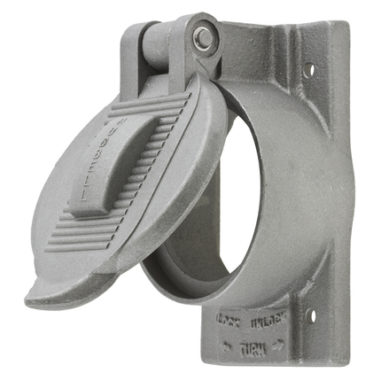 Wallplates and Boxes, Weatherproof Covers, 1-Gang, 1) 50A Twist-Lock® Opening, Standard Size, Cast Aluminum