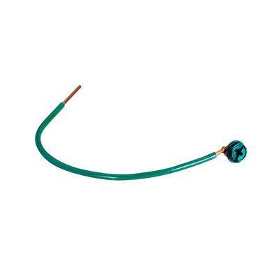 12" 12Ga. Solid Green Pigtail with Slotted Hex Ground Screw