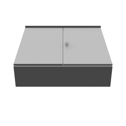48x12x48 Hinge Cover Type 3R Steel No Knockouts ANSI 61 Gray Double Doors Padlocking 3 Point Handle Back Panel Weld Studs Drip Shield No Center Post
