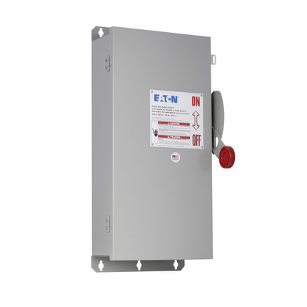 Eaton Heavy duty single-throw fused safety switch, 100 A, NEMA 12, Painted galvanized steel, Class H, Fusible without neutral, Two-pole, Two-wire, 600 V, Max Hp: 30, 40 hp/25 hp (1PH @480,600 V TD/600 Vdc), #14-#1/0 Cu/Al