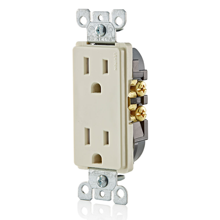 15 Amp Decora Duplex Outlet/Receptacle, Grounding, Light Almond