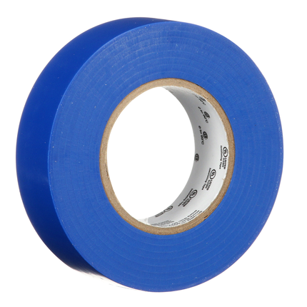 3M Temflex Vinyl Electrical Tape 165, Blue, 3/4 in x 60 ft (19 mm x 18 m), 6 mil, 100 Rolls/Case